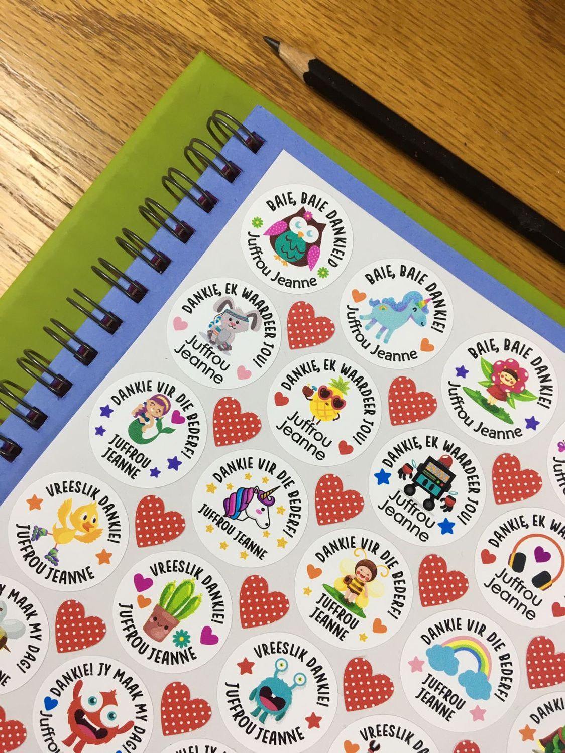 Mixed Theme 1 Thank you Stickers - Afrikaans