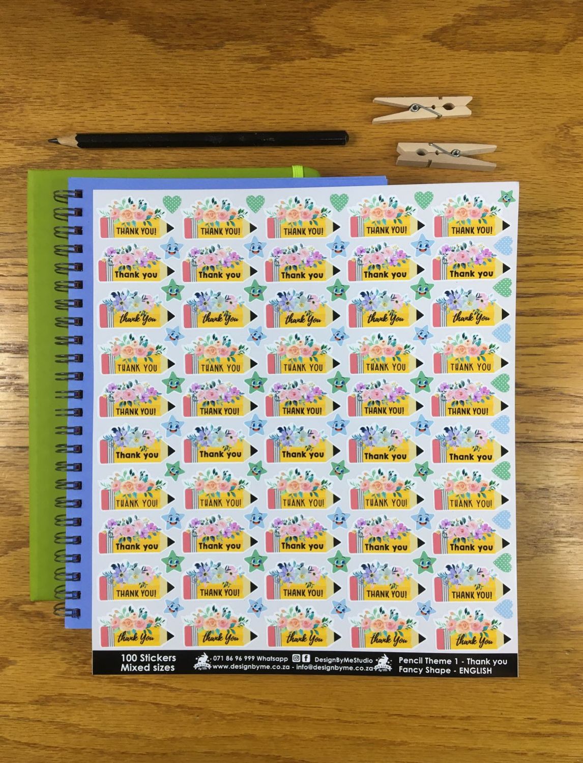 Pencil Theme 1 Thank you Stickers - English