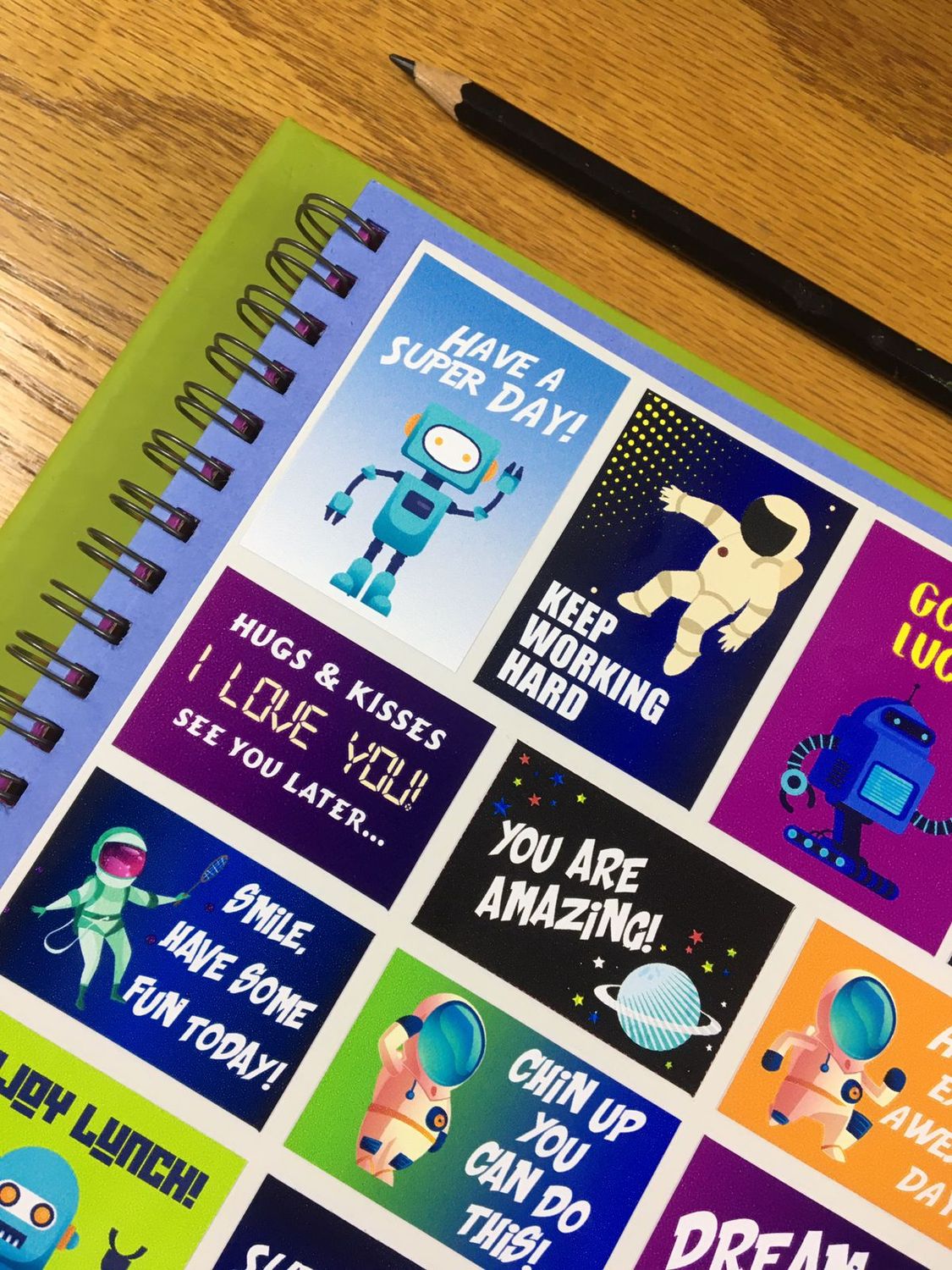 Space Robot Theme 1 English Lunchbox Stickers