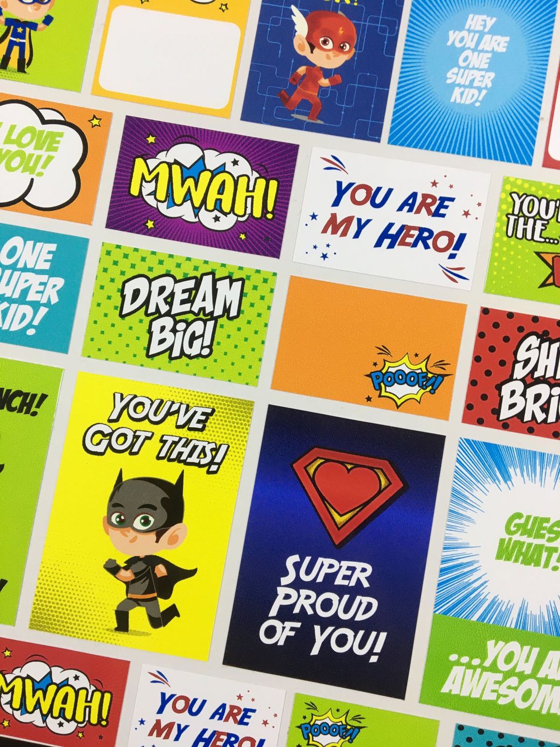 Superhero Theme 1 English Lunchbox Stickers