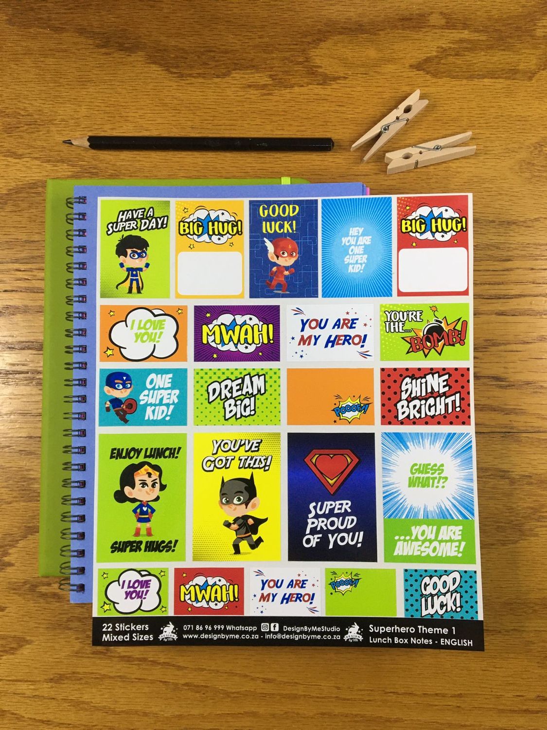 Superhero Theme 1 - English Lunchbox Stickers