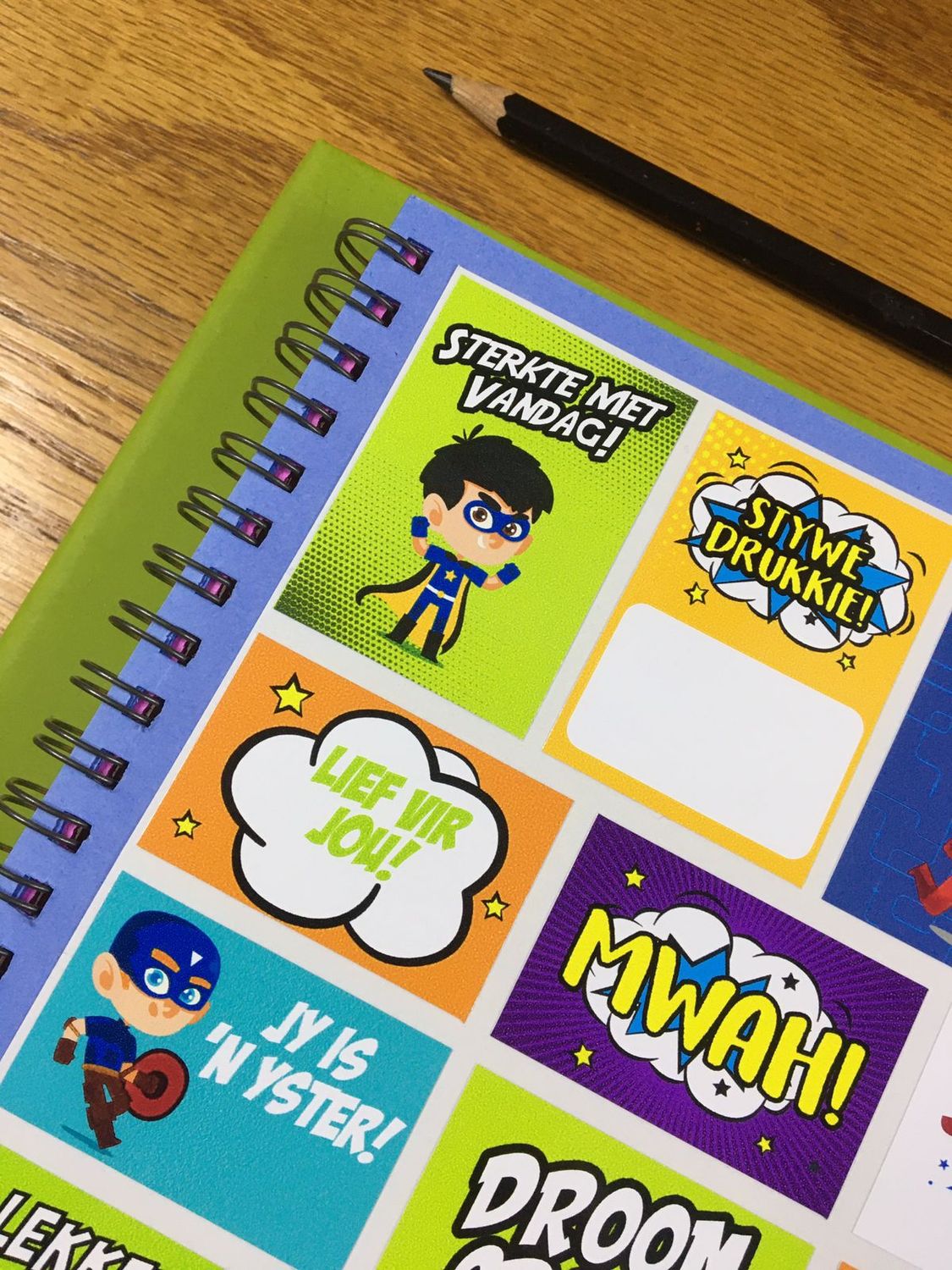 Superhero Theme 1 Afrikaans Lunchbox Stickers