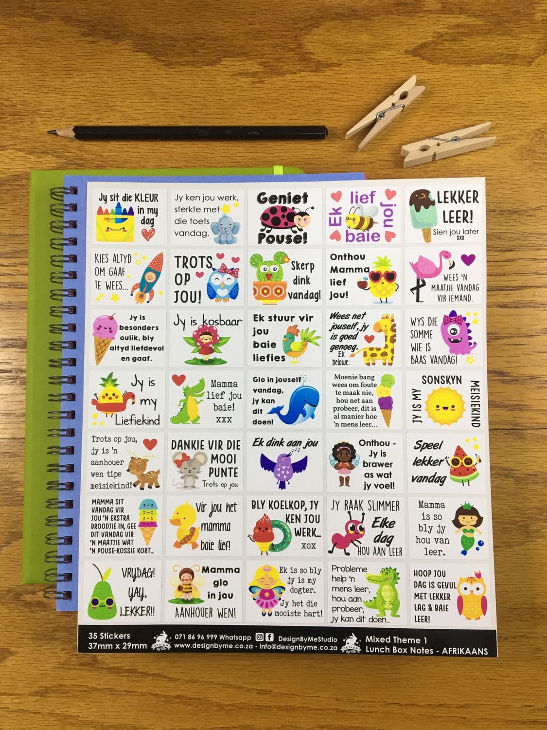 Mixed Theme 1 Afrikaans Lunchbox Stickers