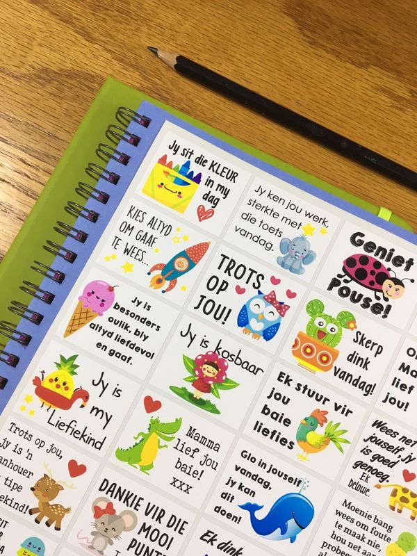 Plesier Sticker Mixed Theme 1 Afrikaans Lunchbox Stickers