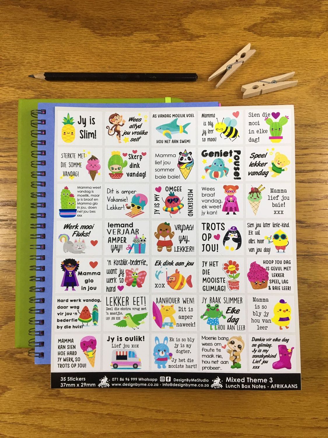 Mixed Theme 3 Afrikaans Lunchbox Stickers