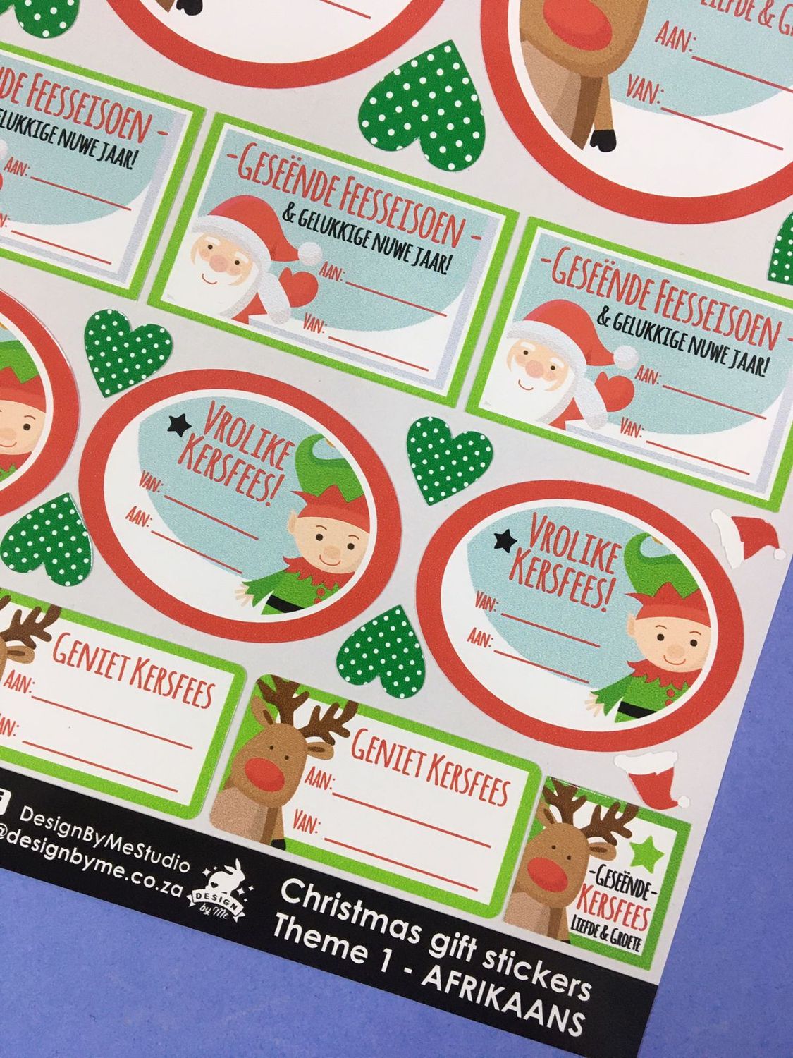 Christmas Theme 1 - Gift Stickers - Afrikaans