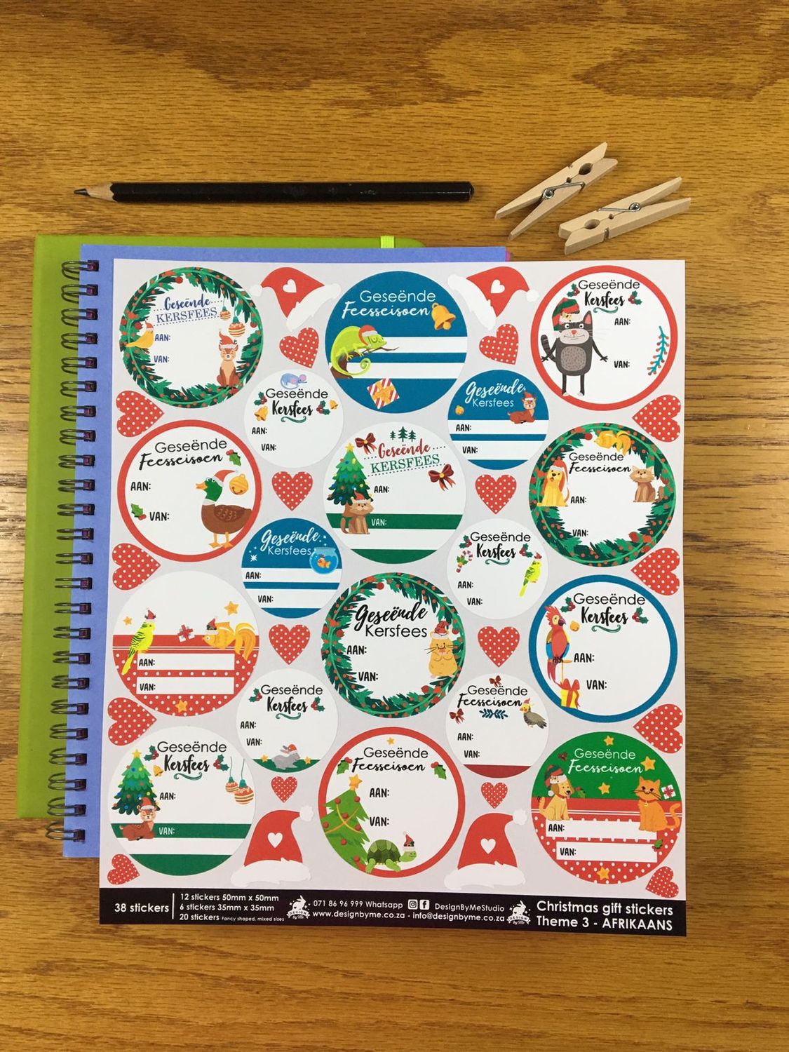 Christmas Theme 3 - Gift Stickers - Afrikaans