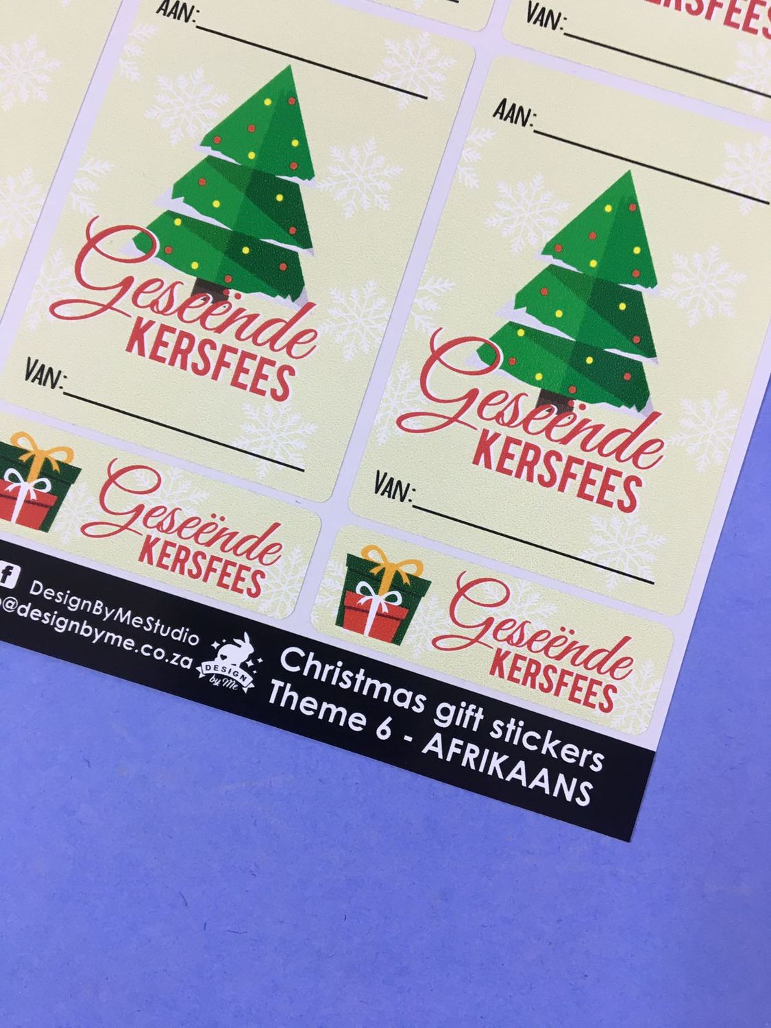 Christmas Theme 6 - Gift Stickers - Afrikaans