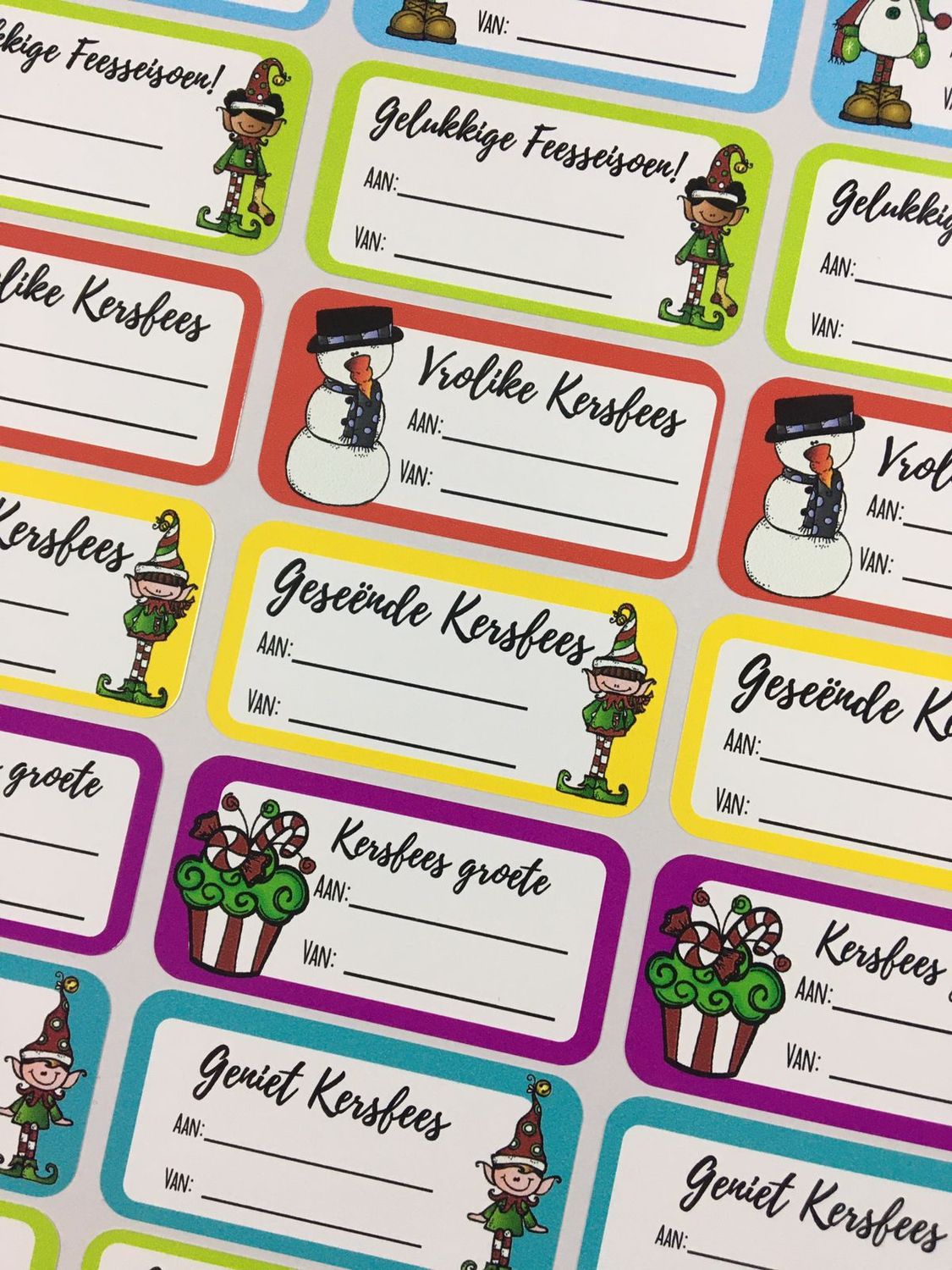 Christmas Theme 5 - Gift Stickers - Afrikaans