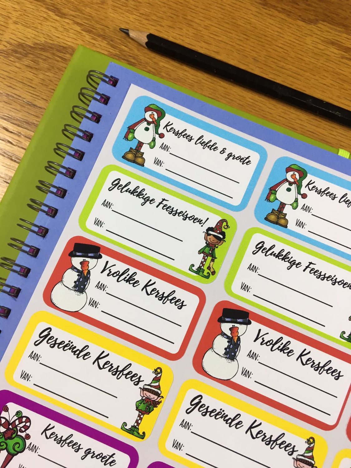 Christmas Theme 5 - Gift Stickers - Afrikaans