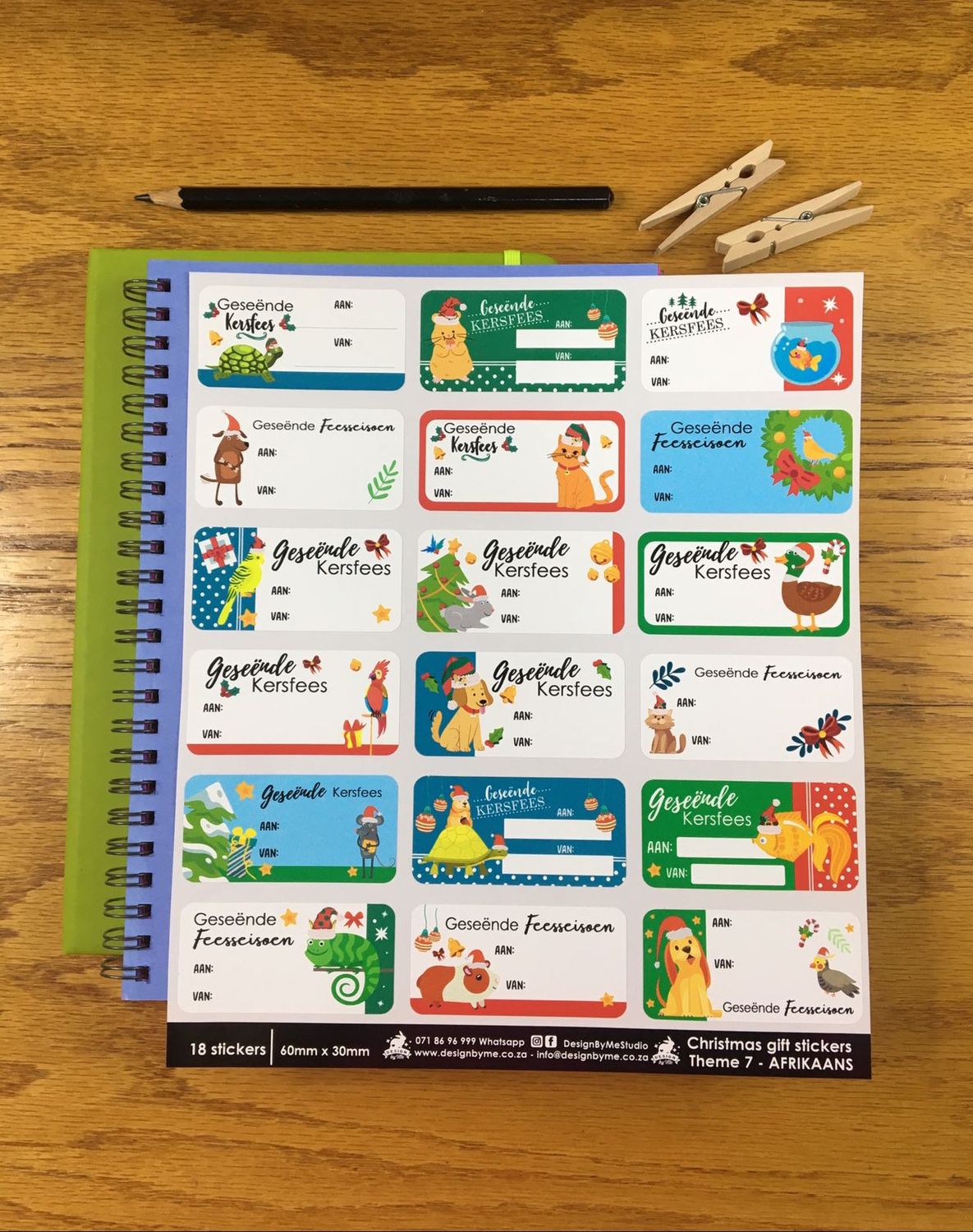 Christmas Theme 7 - Gift Stickers - Afrikaans
