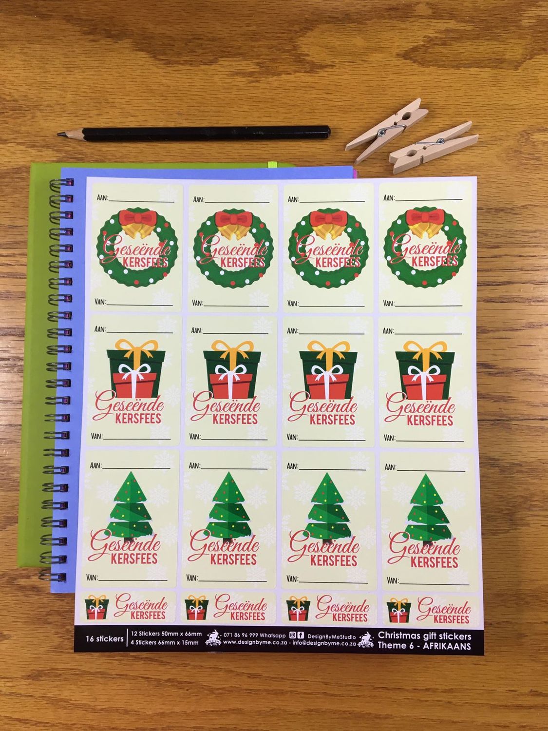 Christmas Theme 6 - Gift Stickers - Afrikaans