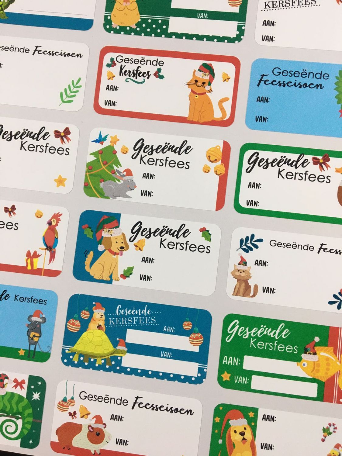 Christmas Theme 7 - Gift Stickers - Afrikaans