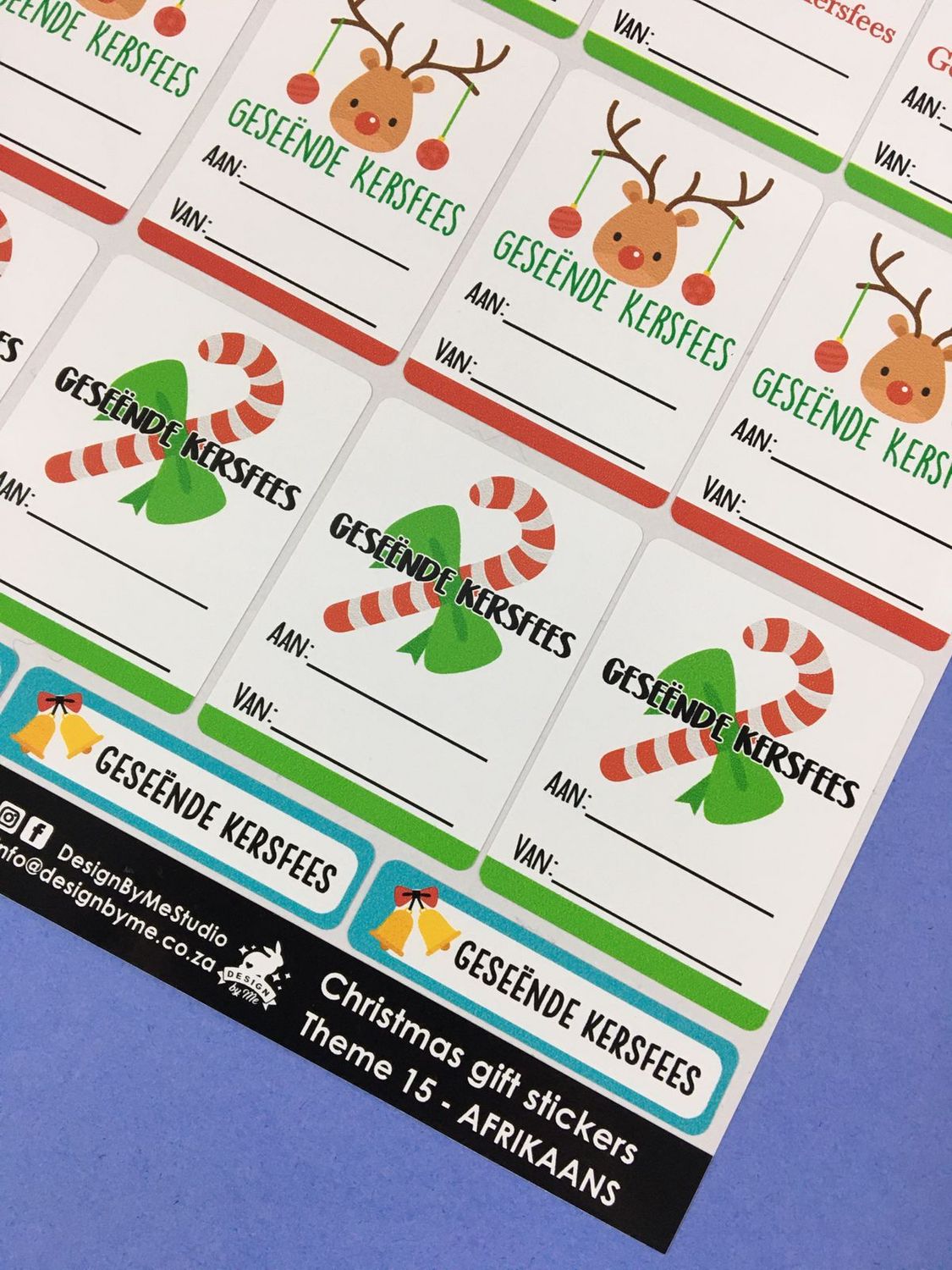 Christmas Theme 15 - Gift Stickers - Afrikaans