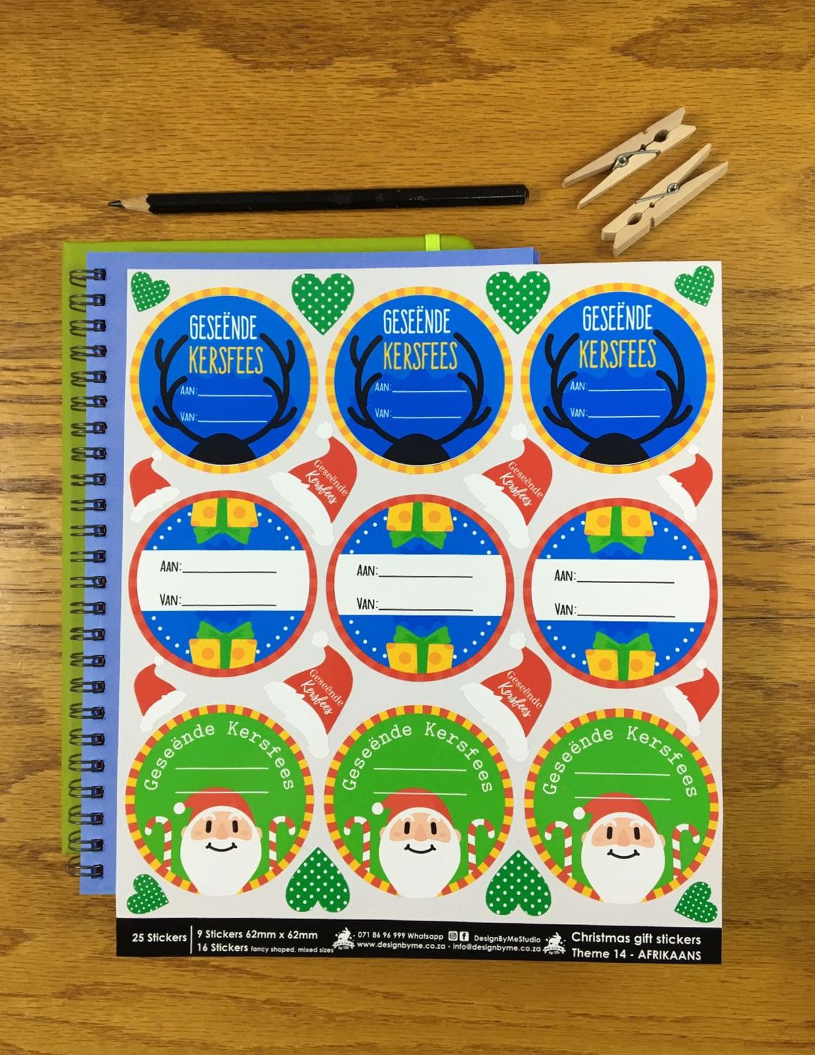 Christmas Theme 14 - Gift Stickers - Afrikaans