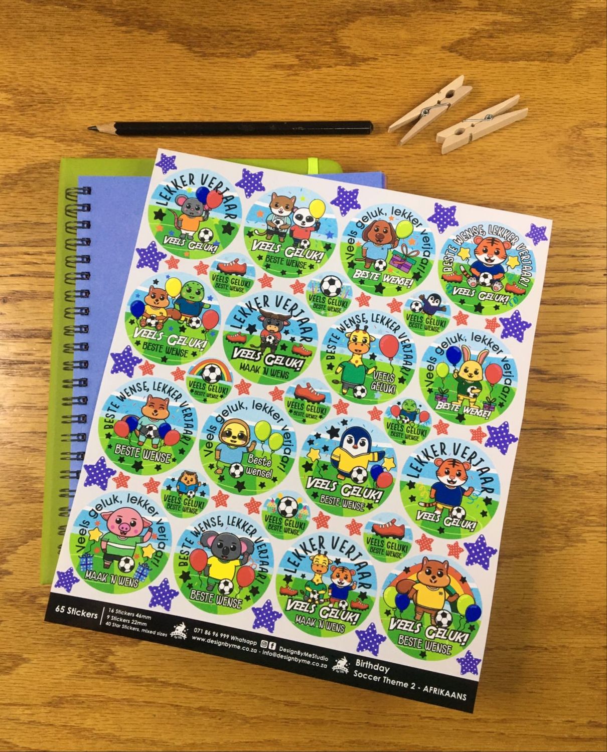 Soccer Theme 2 Birthday gift Stickers - Afrikaans