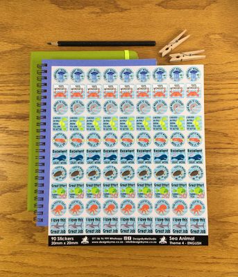Sea Animals Theme 4 Reward Stickers- English