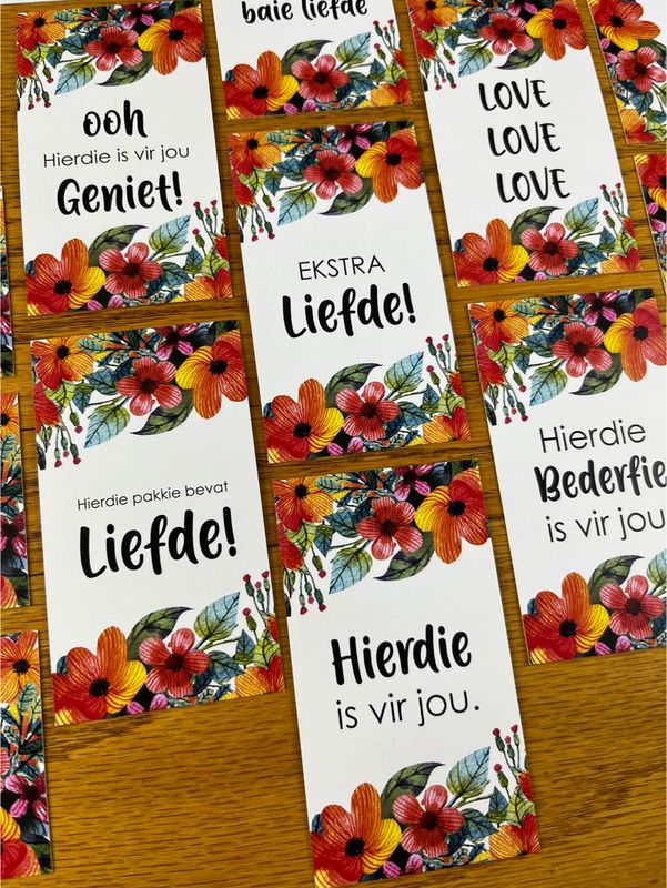 Afrikaans Gift Tags | Afrikaans Gift Note Cards