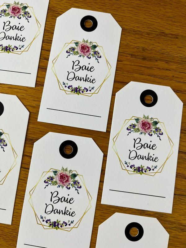 Afrikaans Thank you Gift Tags | Afrikaans Thank you Gift Note Cards