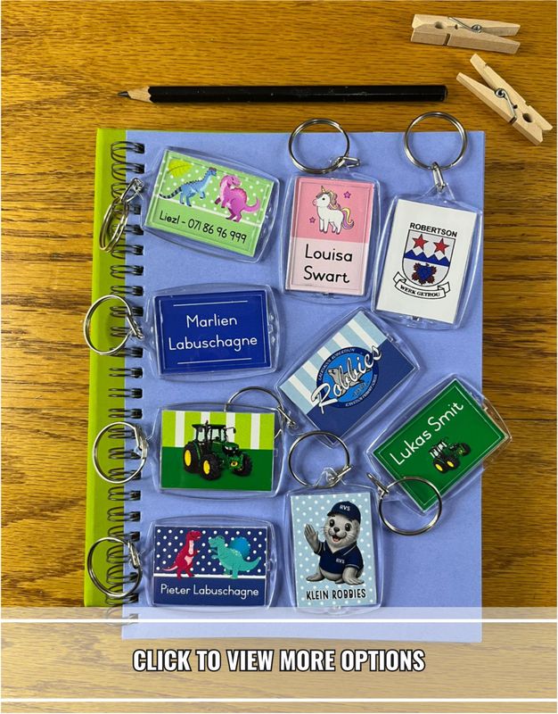 Custom made bag tag keychains from Design by Me