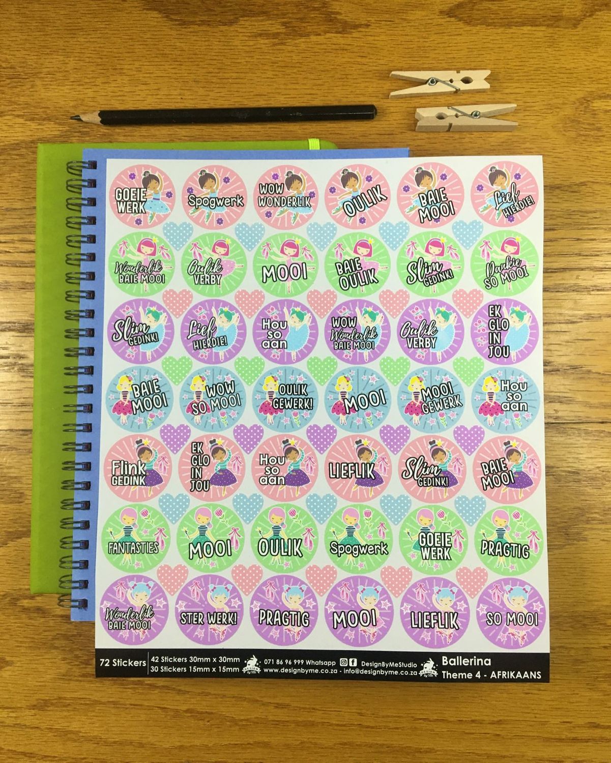Ballerina Theme 4 Reward Stickers - Afrikaans