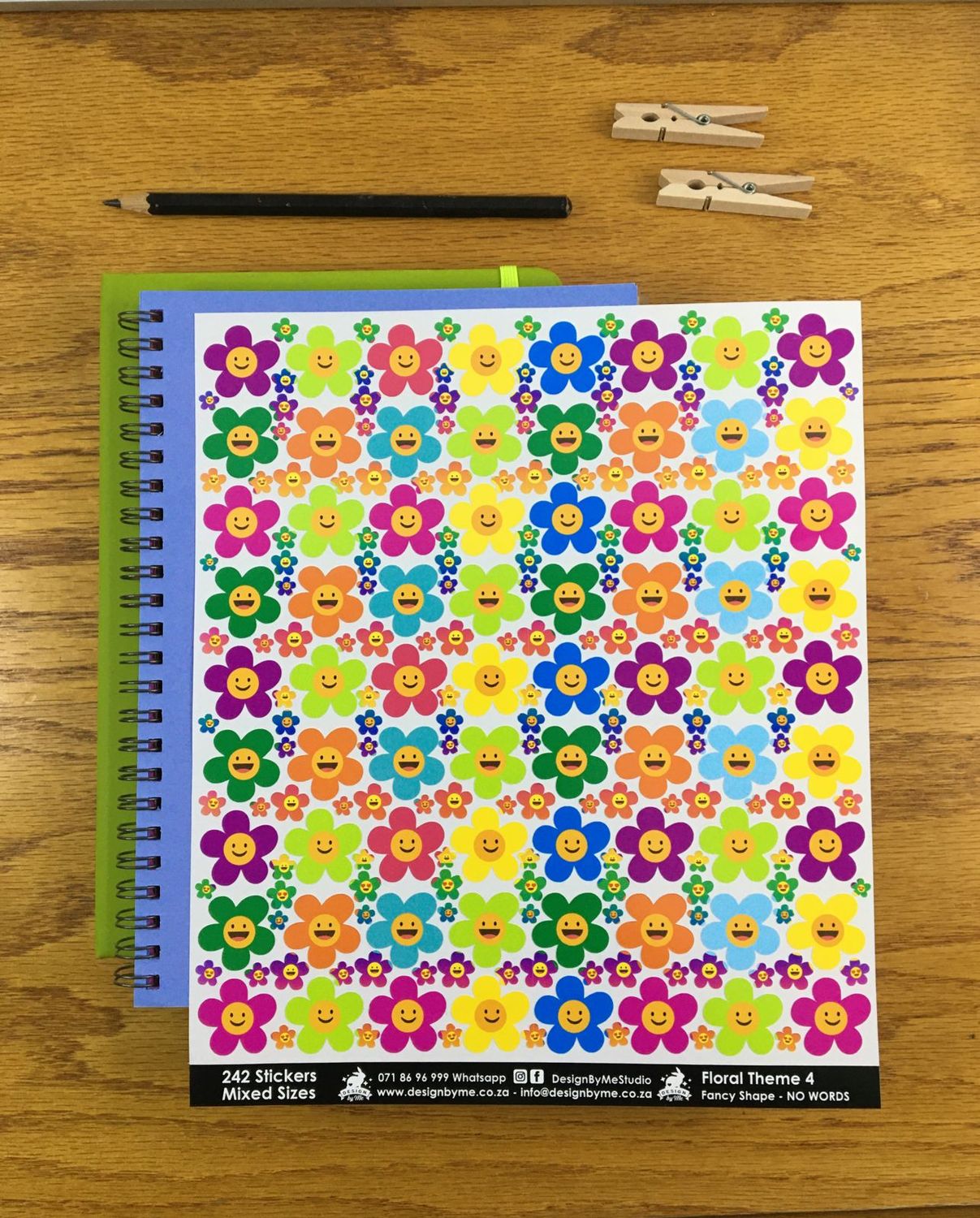 Floral flower Theme 4 - NO WORDS - Fancy Shaped stickers