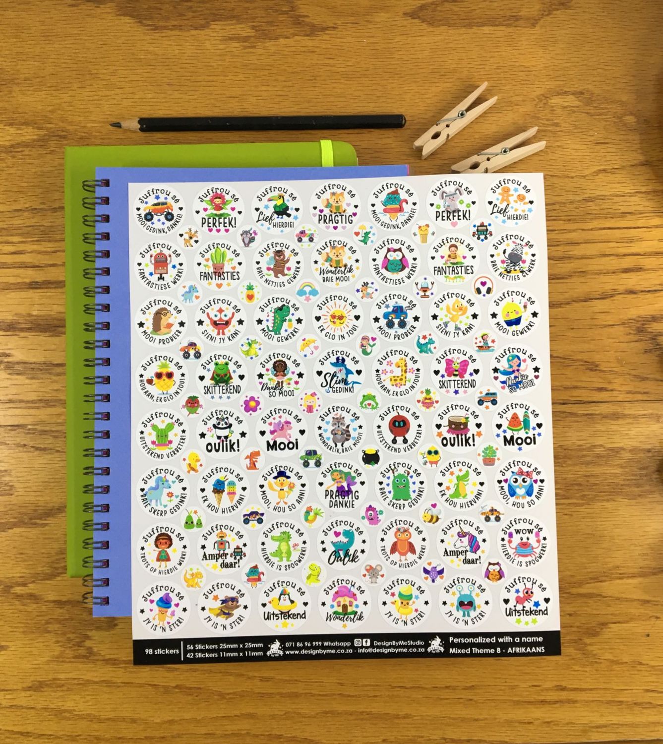 Mixed Theme 8 Reward Stickers - Afrikaans