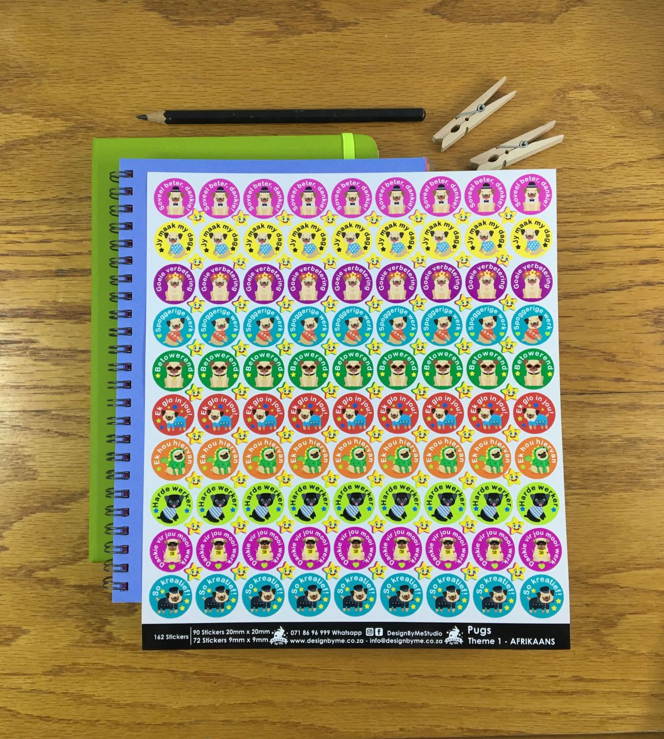 Puppy Dog Pugs Theme 1 Reward Stickers - Afrikaans