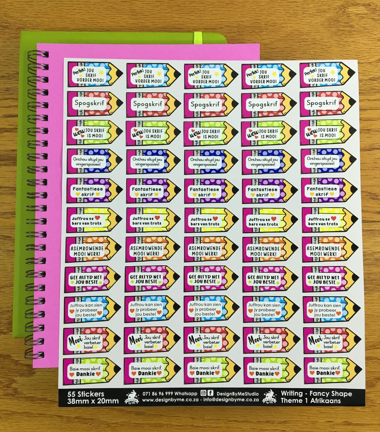 Writing Skrif Theme 1 Reward Stickers - Afrikaans