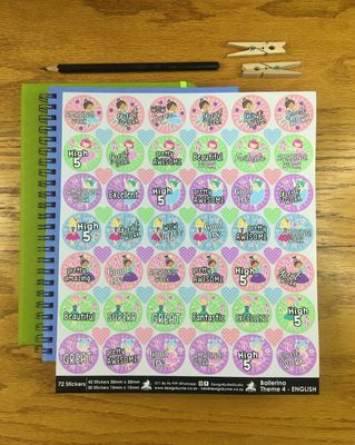 Ballerina Theme 4 Reward Stickers - English