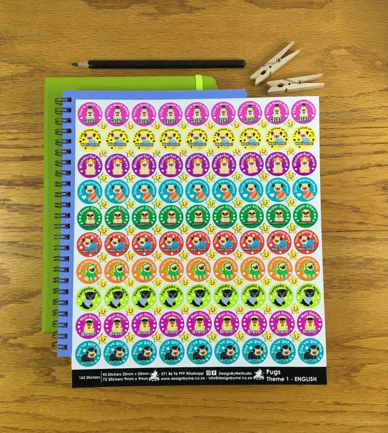 Puppy Dog Pugs Theme 1 Reward Stickers - English