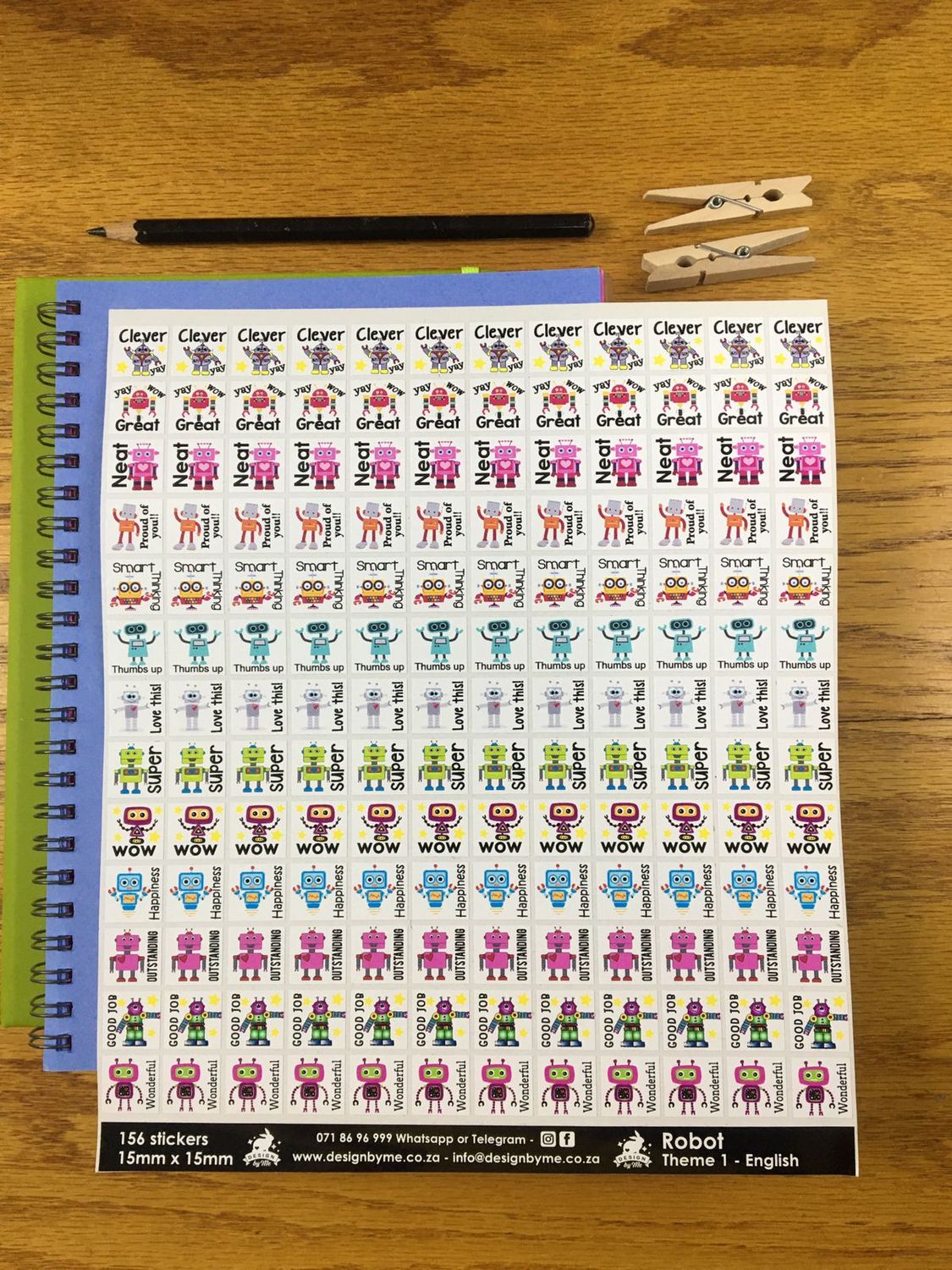 Robot Sample Sale 107 - English Reward Stickers