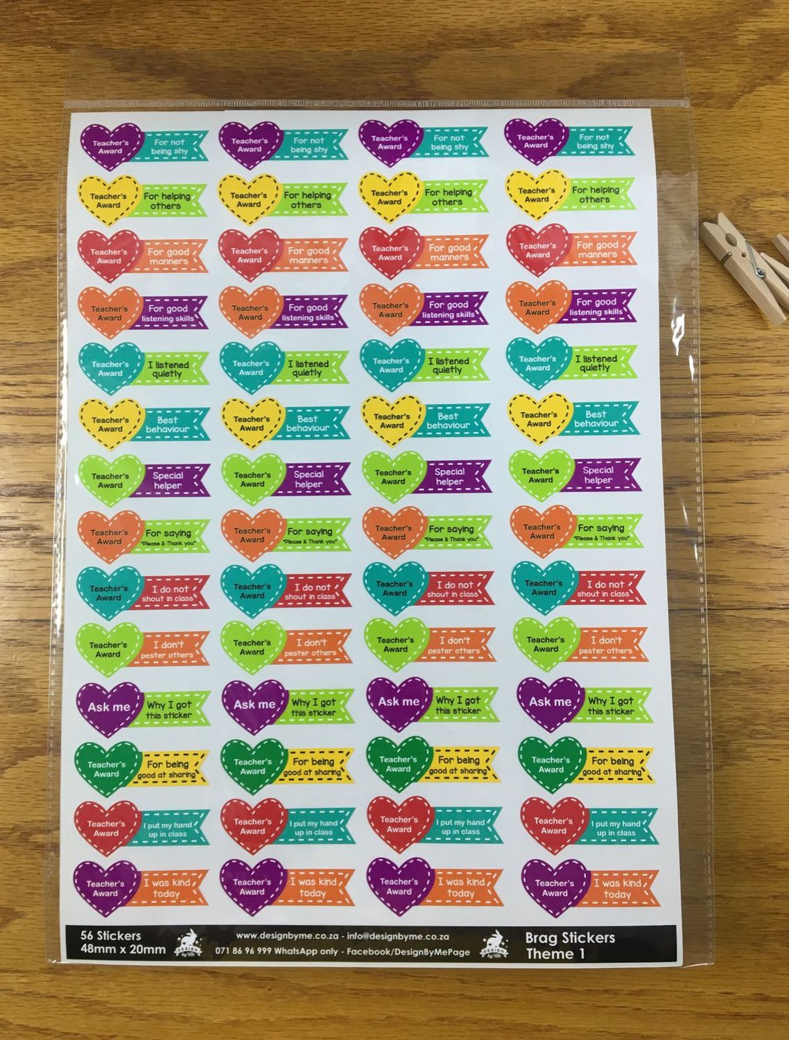Brag Tag Stickers Heart Shaped Sample Sale 121 - English