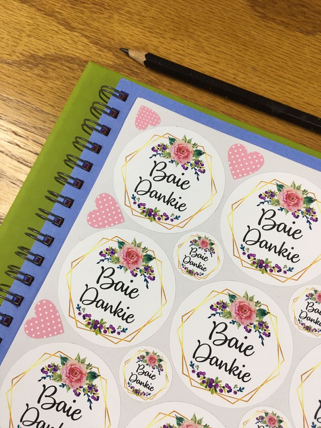 Floral flower Theme 1 Thank you Stickers - Afrikaans