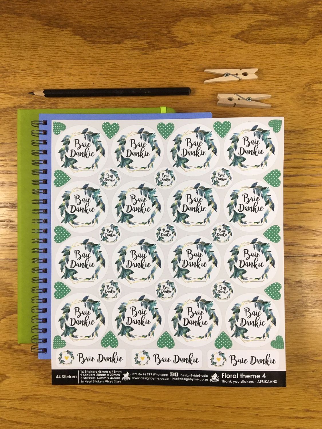 Floral Theme 4 Thank you Stickers - Afrikaans
