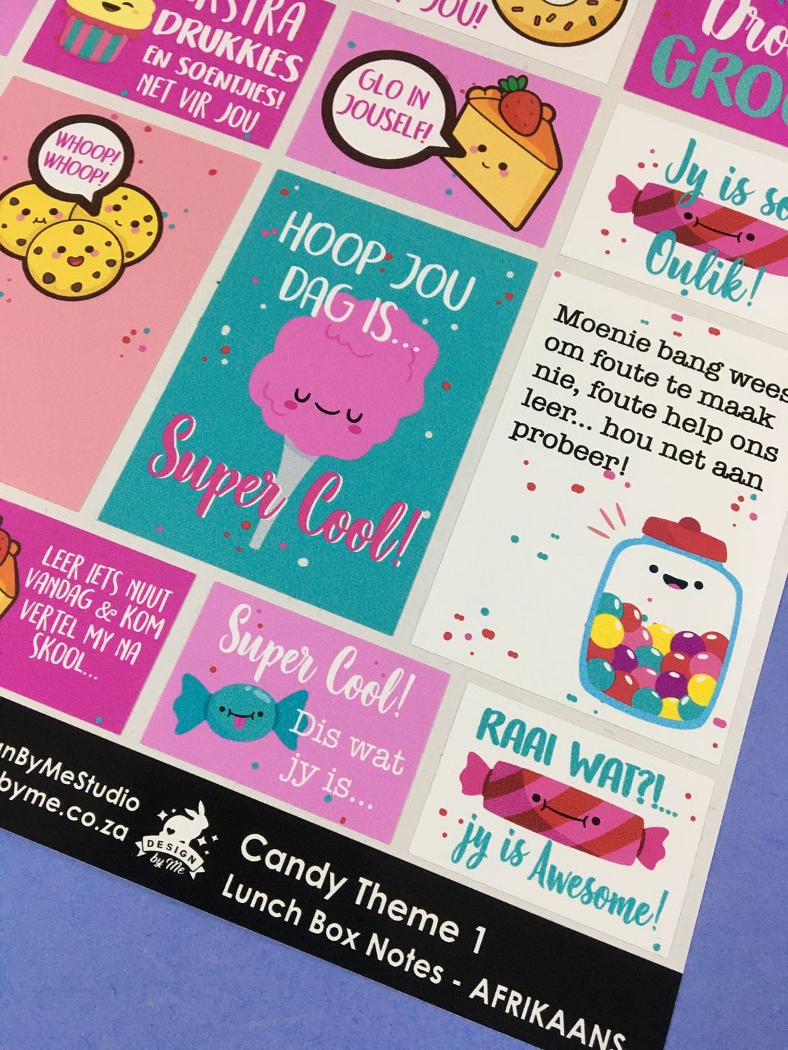 Candy Theme 1 Afrikaans Lunchbox Stickers