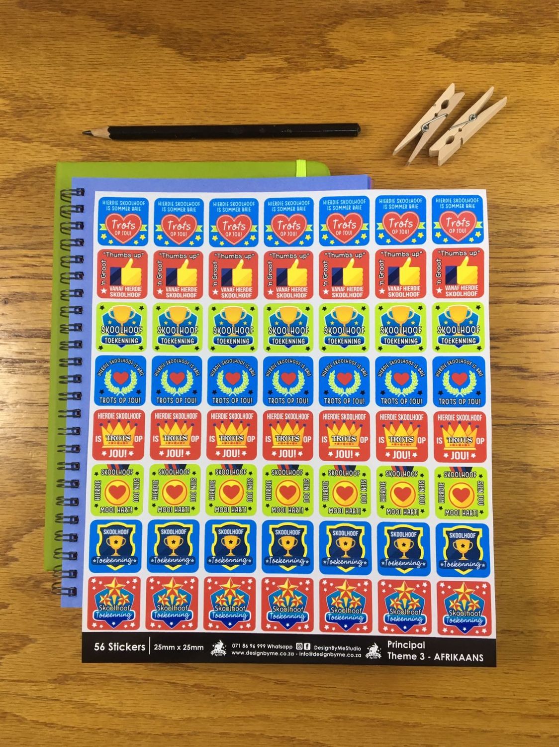 Principal Headmaster Theme 3 Afrikaans Stickers vir Prinsipaal Skoolhoof