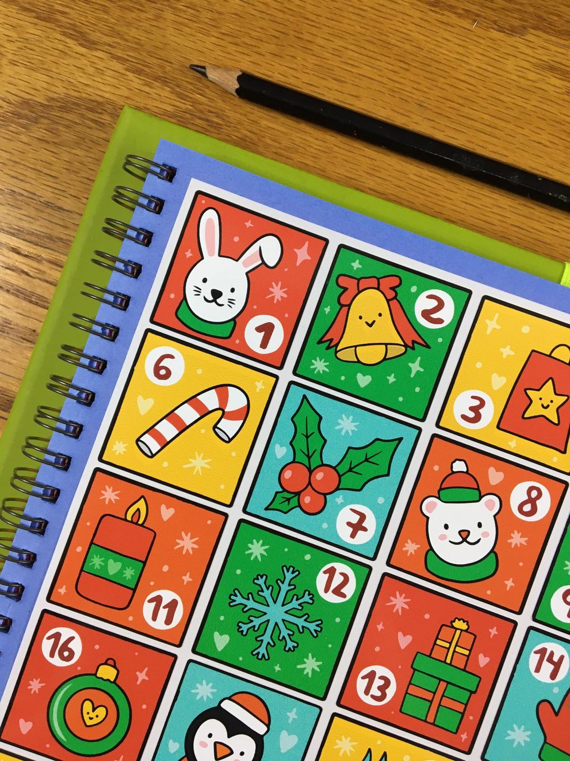 brigthly coloured stickers for Advent Christmas calenders
