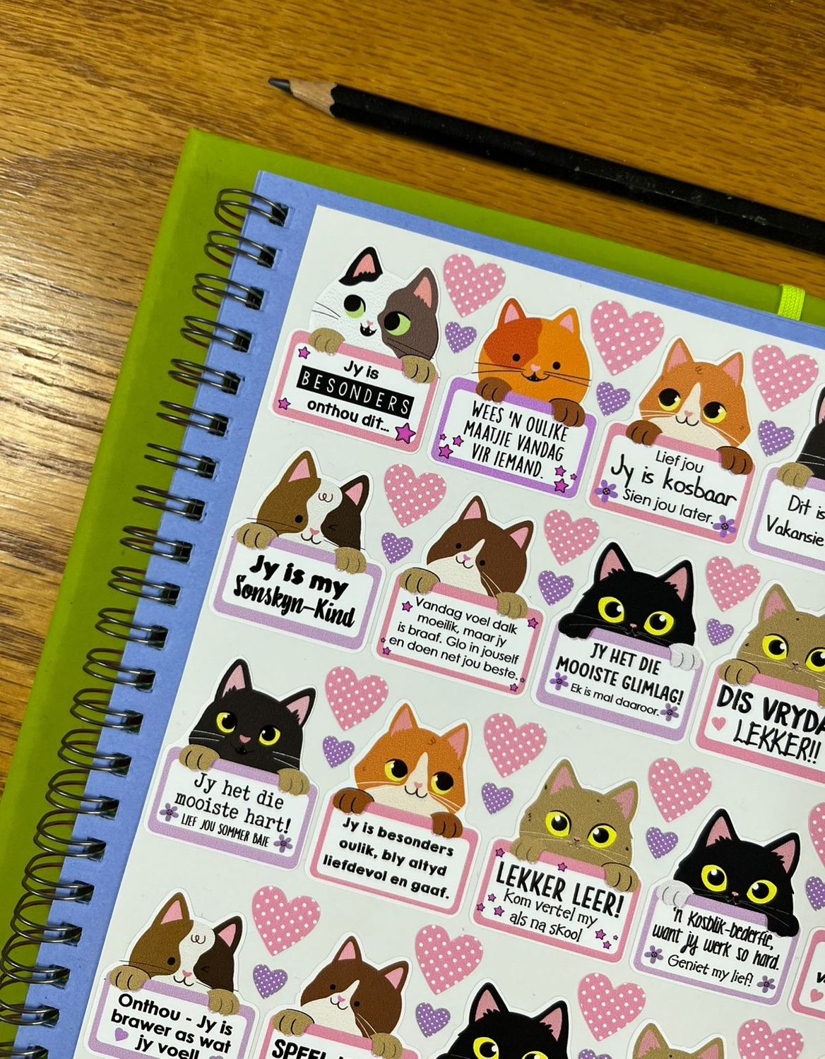 Kitty Cat theme 1 Afrikaans Lunchbox Stickers