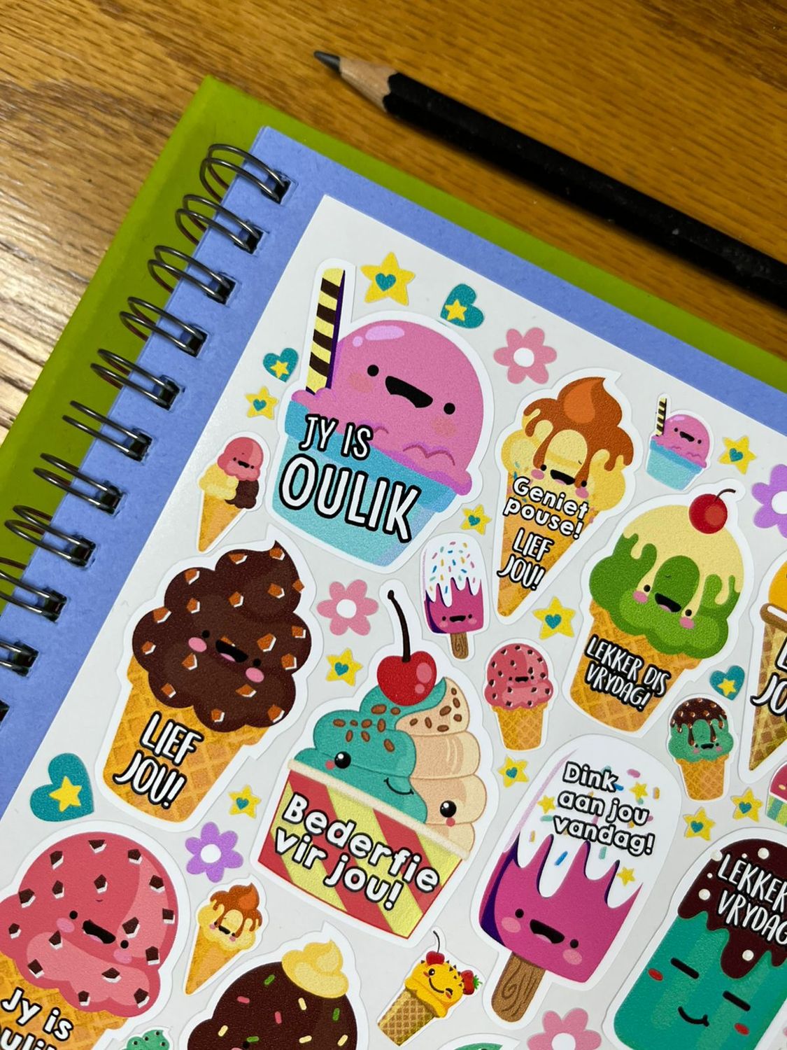 Ice Cream theme 2 Afrikaans Lunchbox Stickers