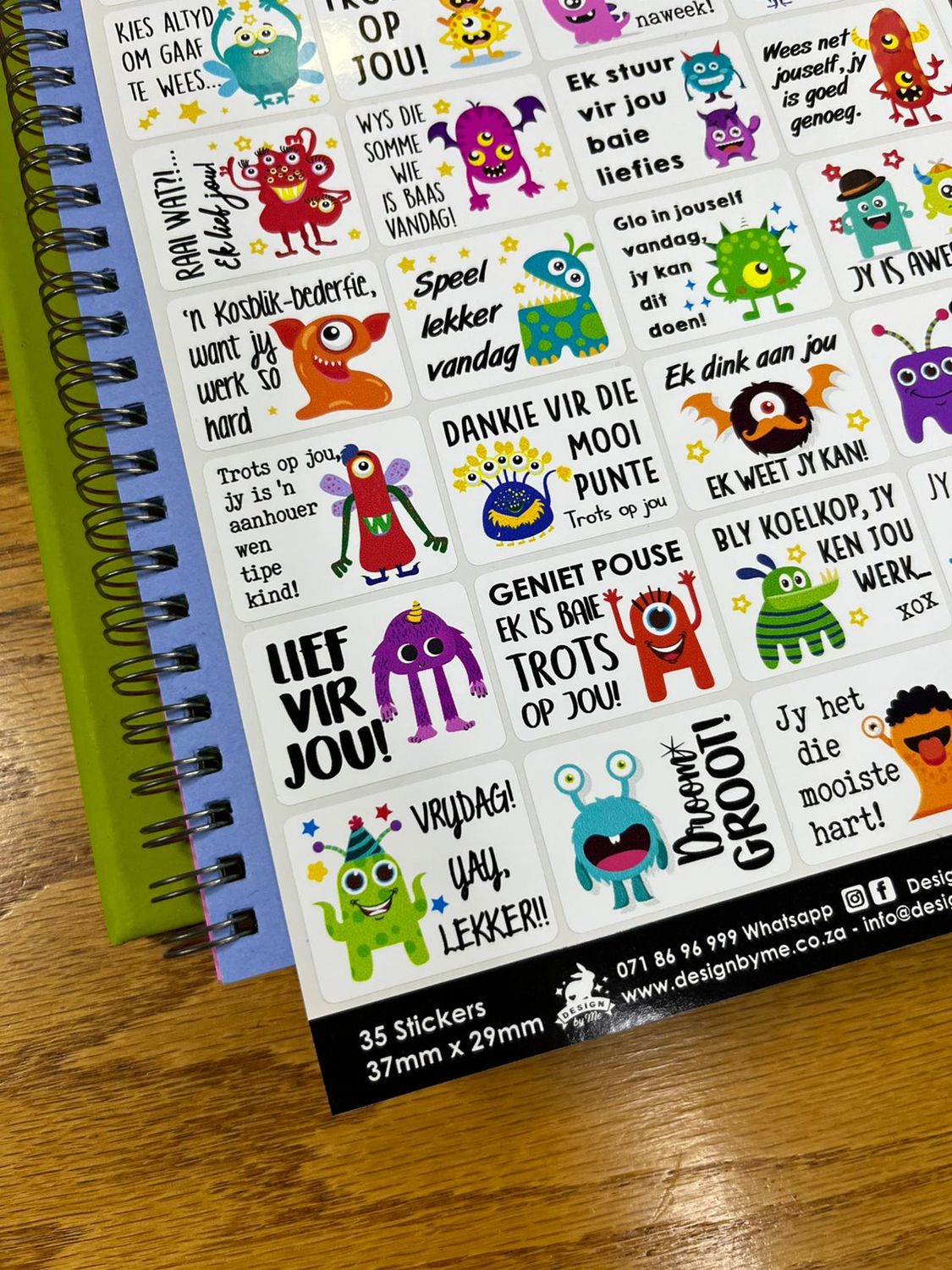 Monster theme 1  Afrikaans Lunchbox Stickers