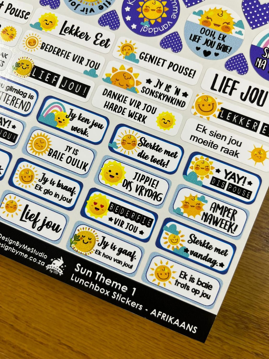 Sun theme 1 Afrikaans Lunchbox Stickers