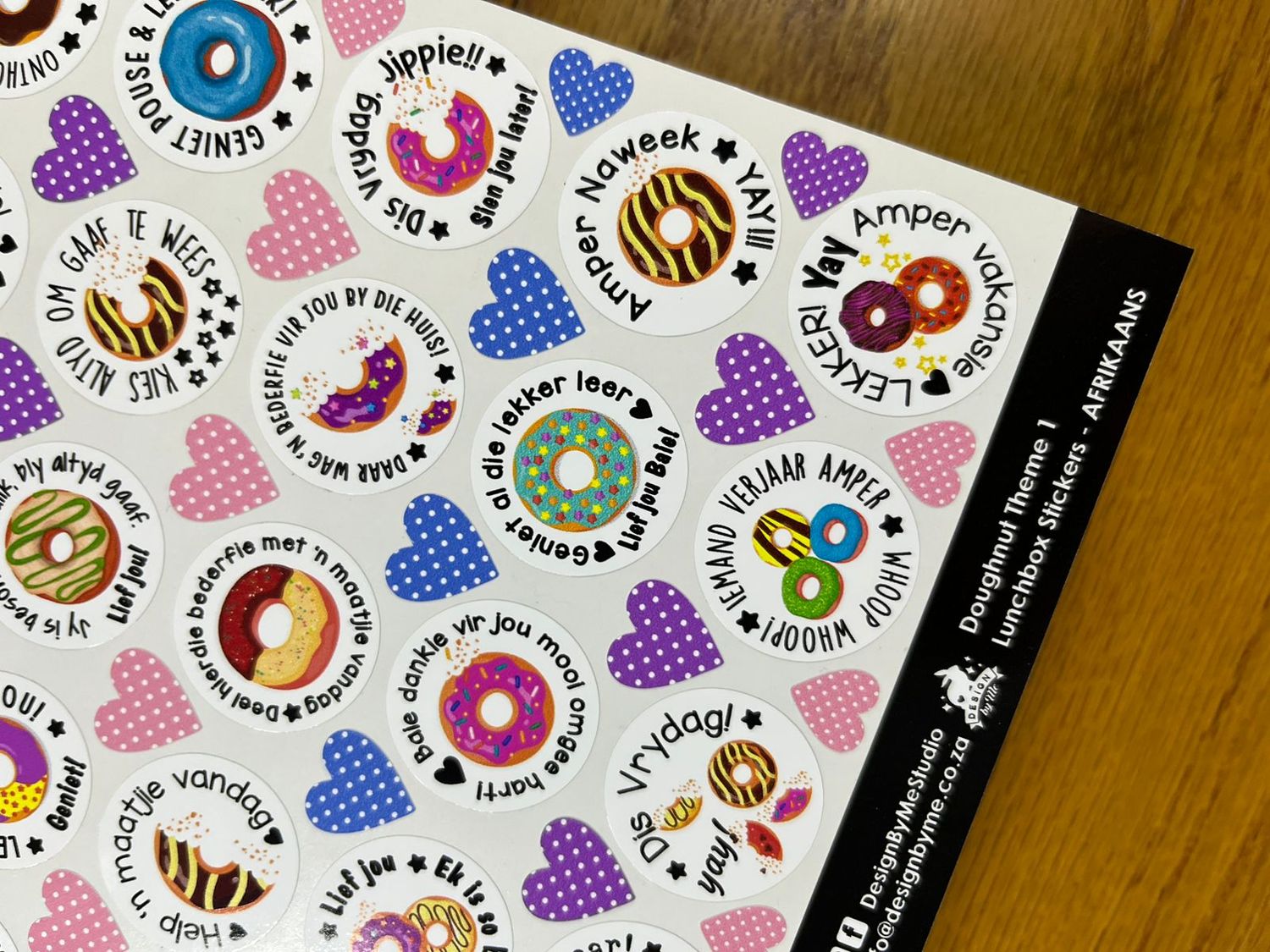 Doughnut Donut theme 1 Afrikaans Lunchbox Stickers