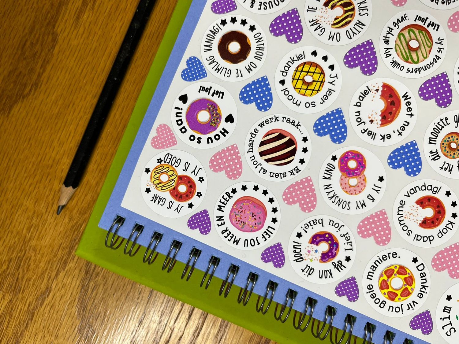 Doughnut Donut theme 1 Afrikaans Lunchbox Stickers