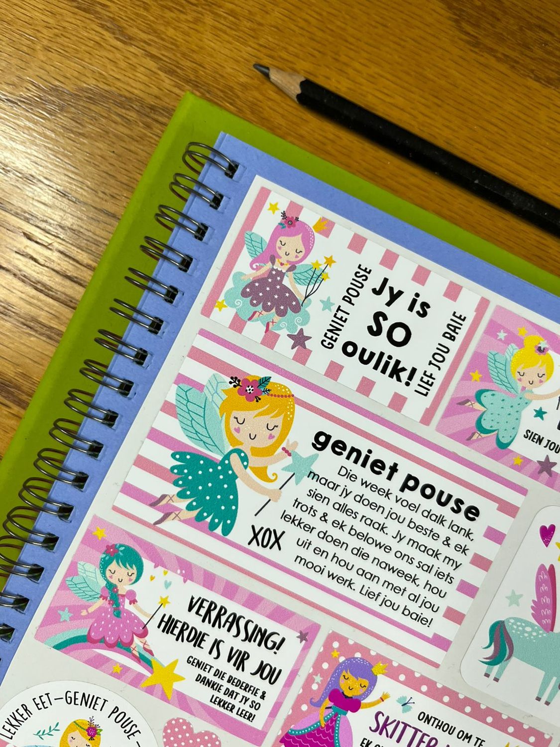 Fairy Princess theme 1 Afrikaans Lunchbox Stickers