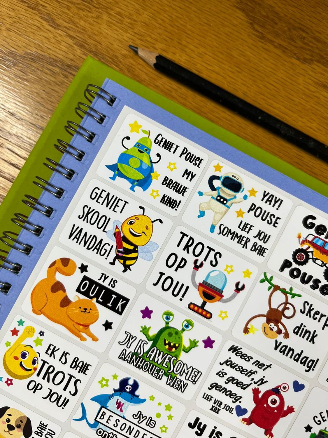 Mixed theme 5  Afrikaans Lunchbox Stickers