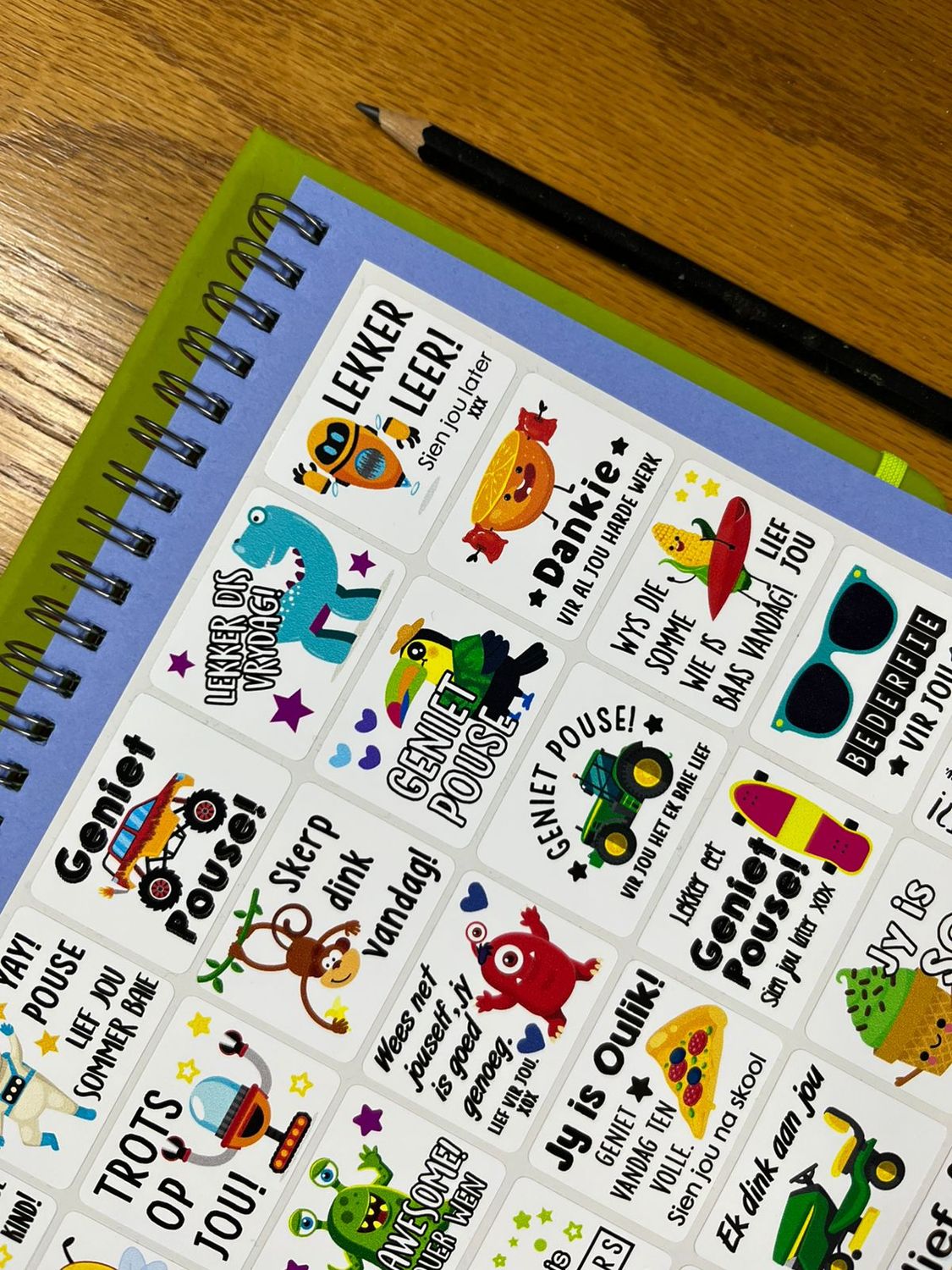 Mixed theme 5 Afrikaans Lunchbox Stickers