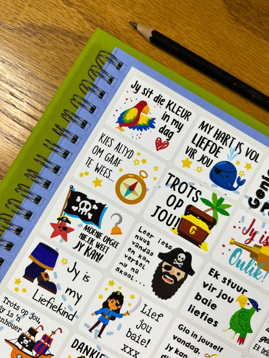 Pirate theme 1  Afrikaans Lunchbox Stickers