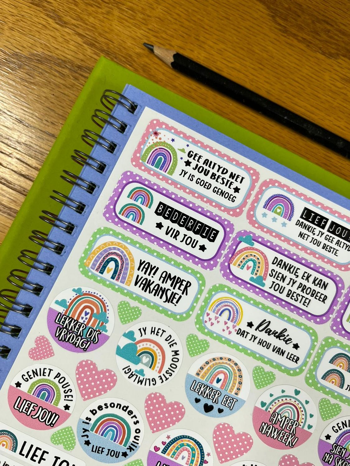 Rainbow theme 1  Afrikaans Lunchbox Stickers