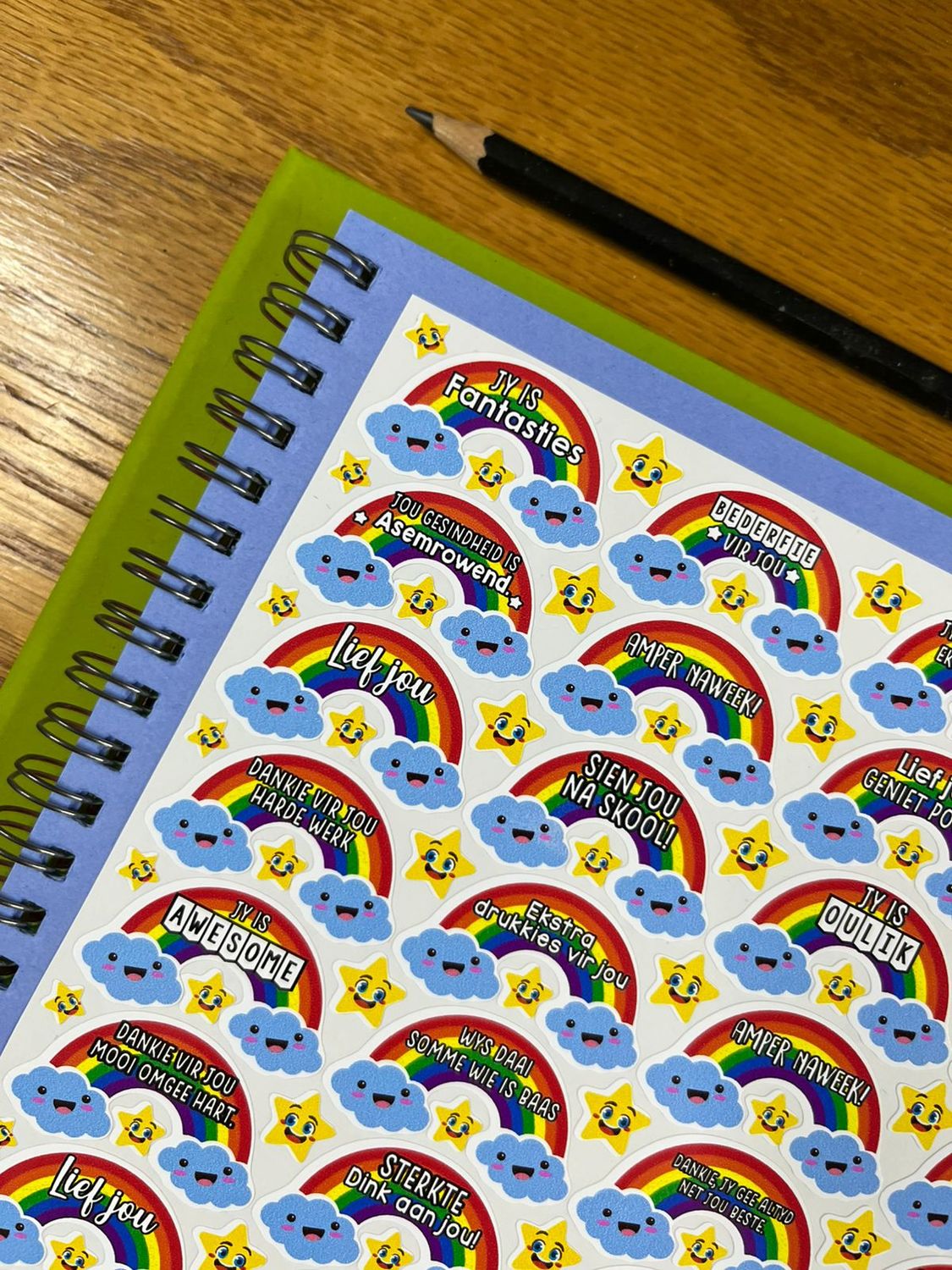 Rainbow theme 2  Afrikaans Lunchbox Stickers